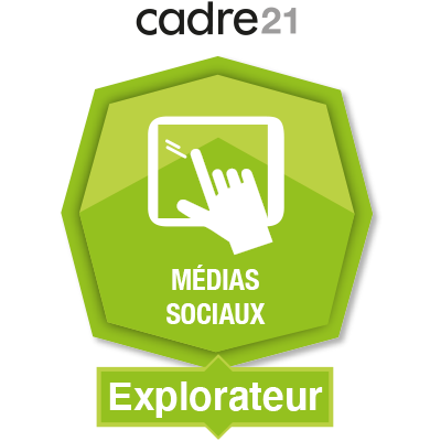 Médias sociaux 1 - Explorateur badge émis à k.kharchaf@olamen.qc.ca